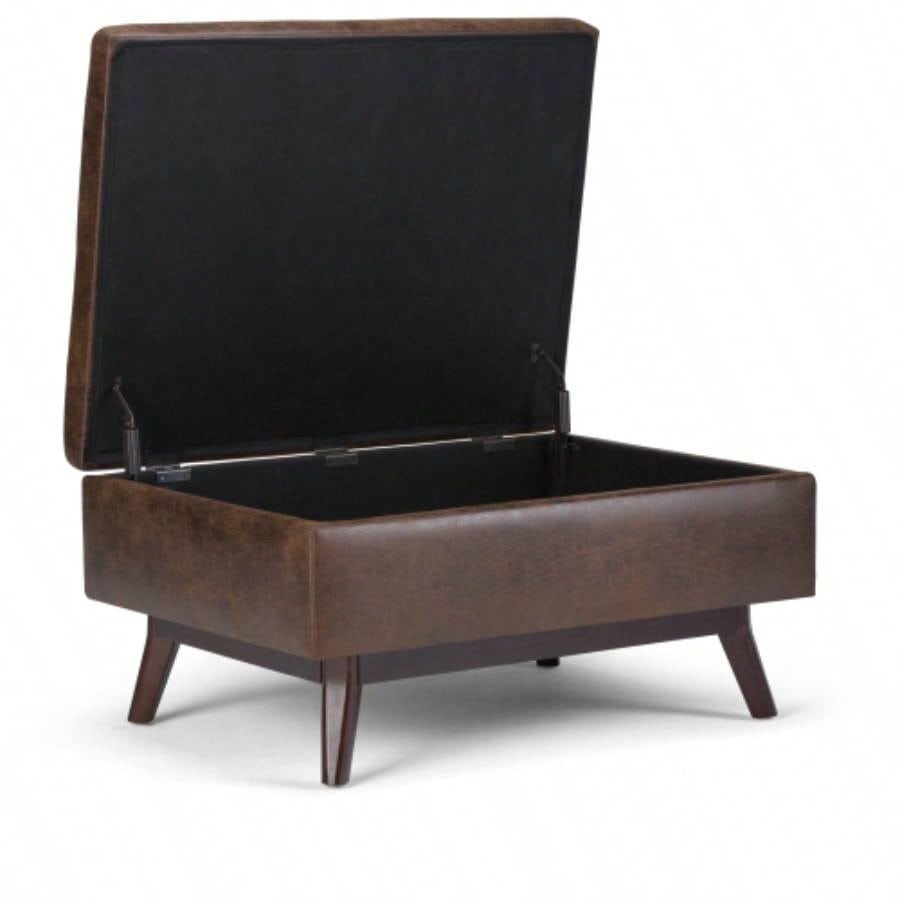 Owen - Coffee Table Storage Ottoman - Distressed Chestnut Brown