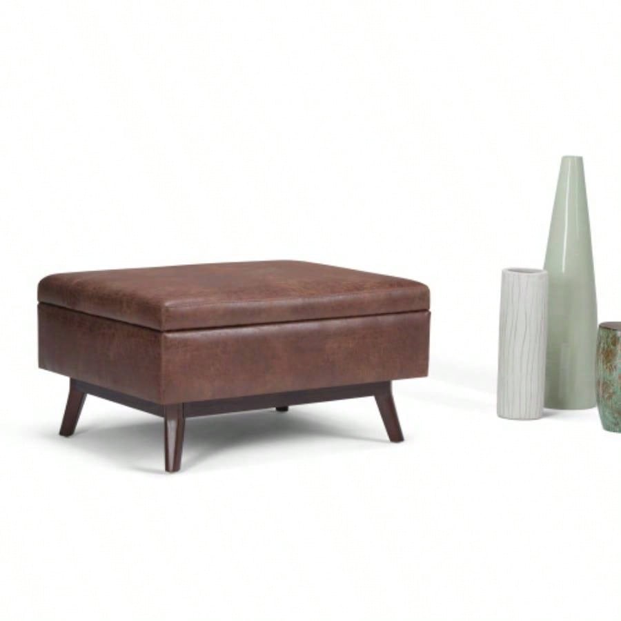 Owen - Coffee Table Storage Ottoman - Distressed Brown