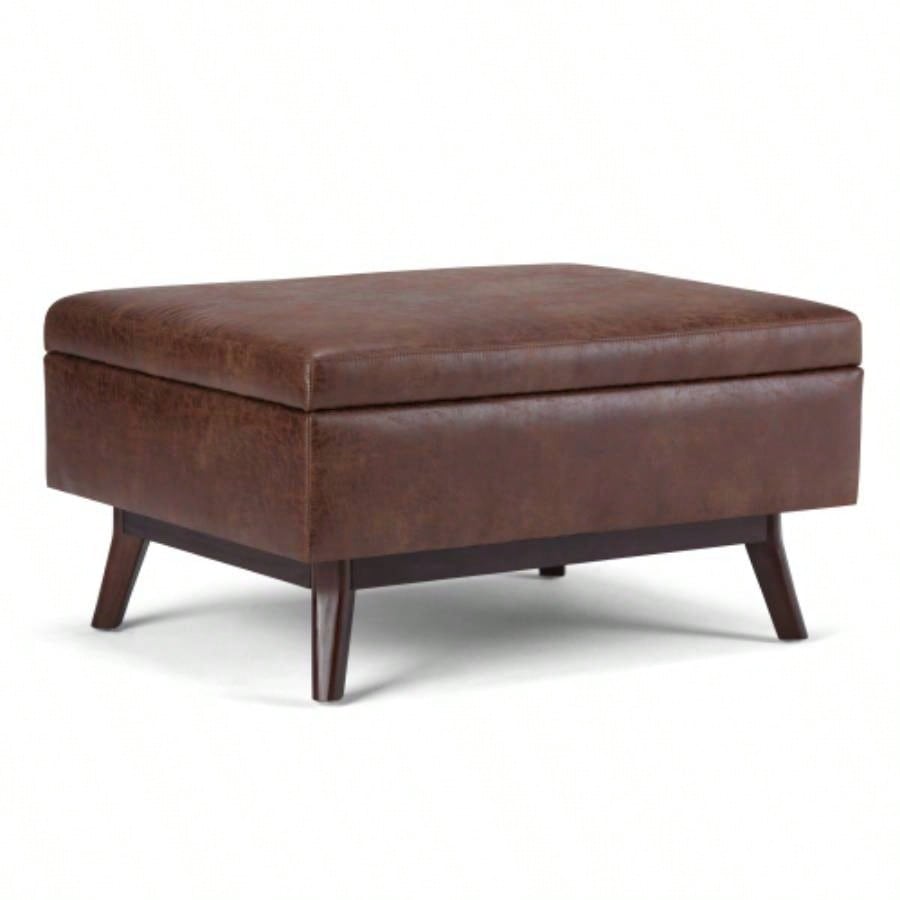 Owen - Coffee Table Storage Ottoman - Distressed Brown