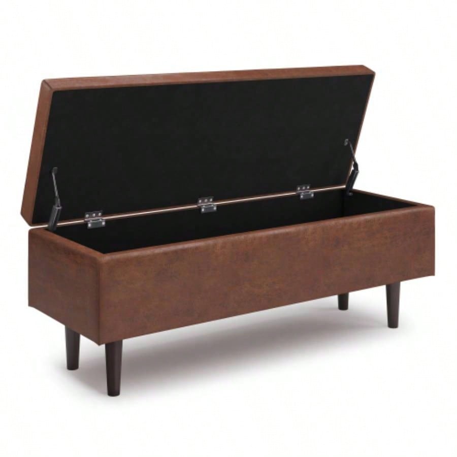 Shay - Mid Rectangular Storage Ottoman - Distressed Brown