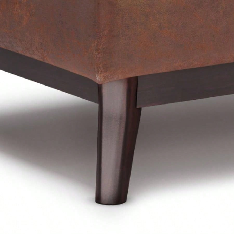 Owen - Tray Top Small Coffee Table Storage Ottoman - Distressed Brown