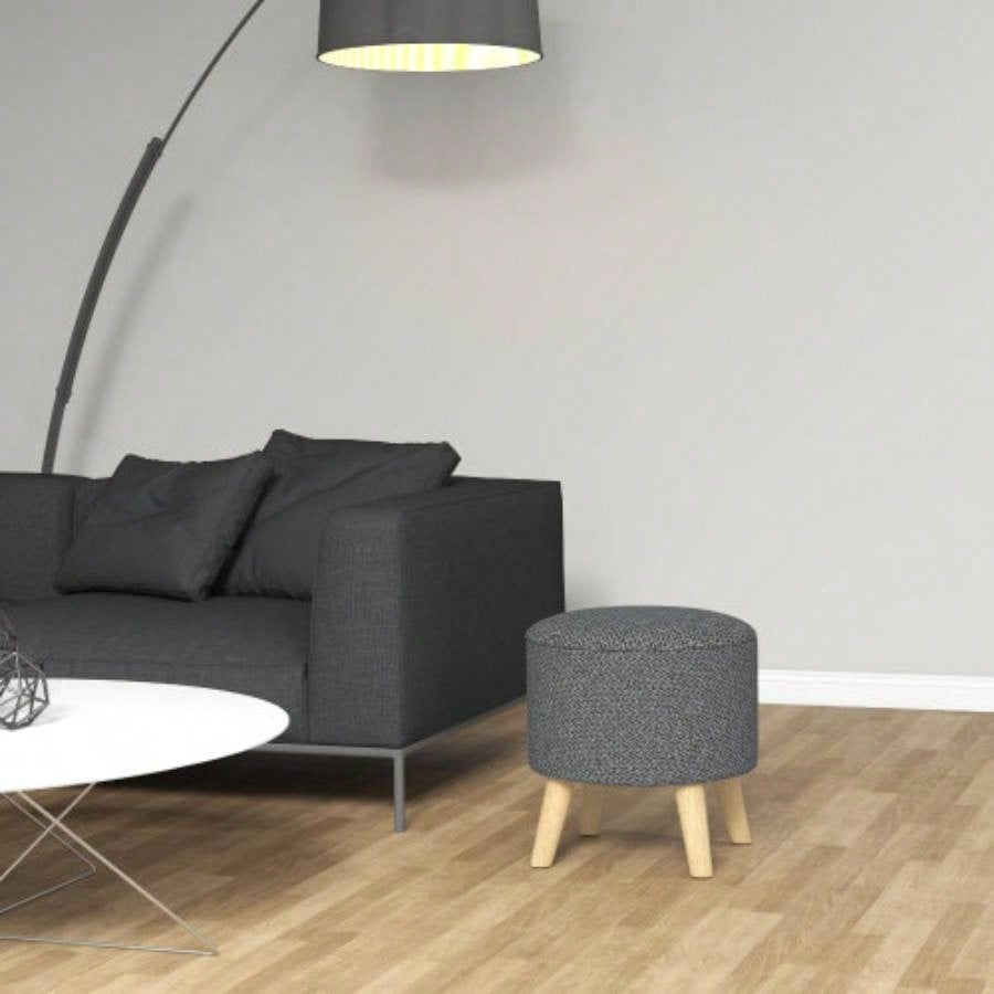 HOMCOM Storage Ottoman, Round Stool Chair with Cushioned Top, Gray