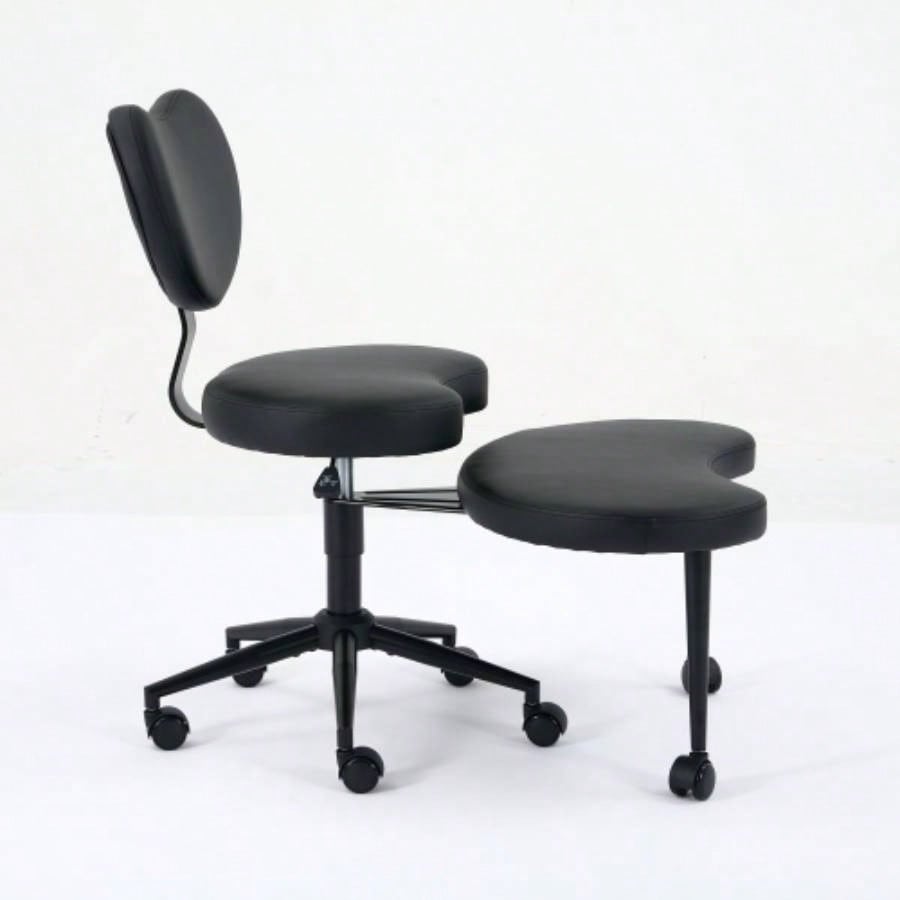 Meditation Chair Plus, Legged Chair with Wheels, ADHD Chair, Criss Desk Chair with Lumbar Support and Adjustable Stool, Flexible Design Fidgety Sitters, Black PU