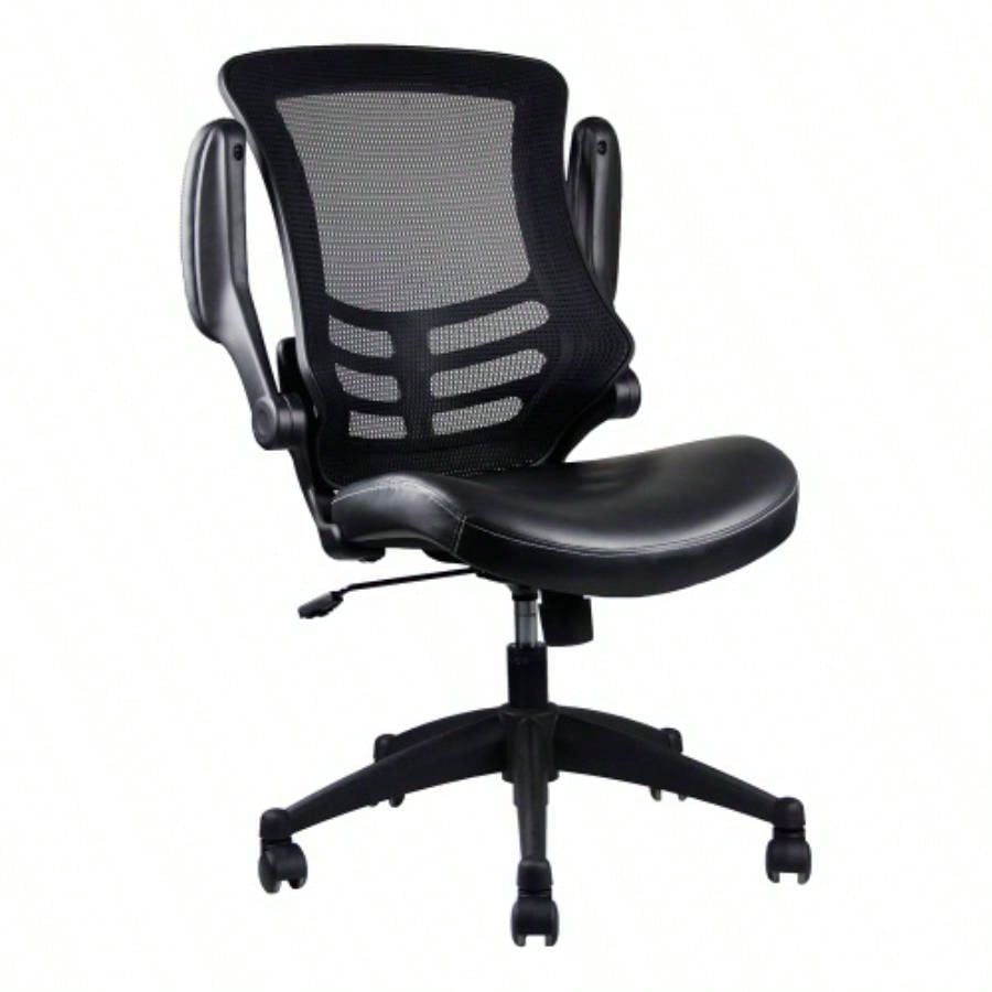 Techni Mobili Stylish Mid - Back Mesh Office Chair with Adjustable Arms, Black