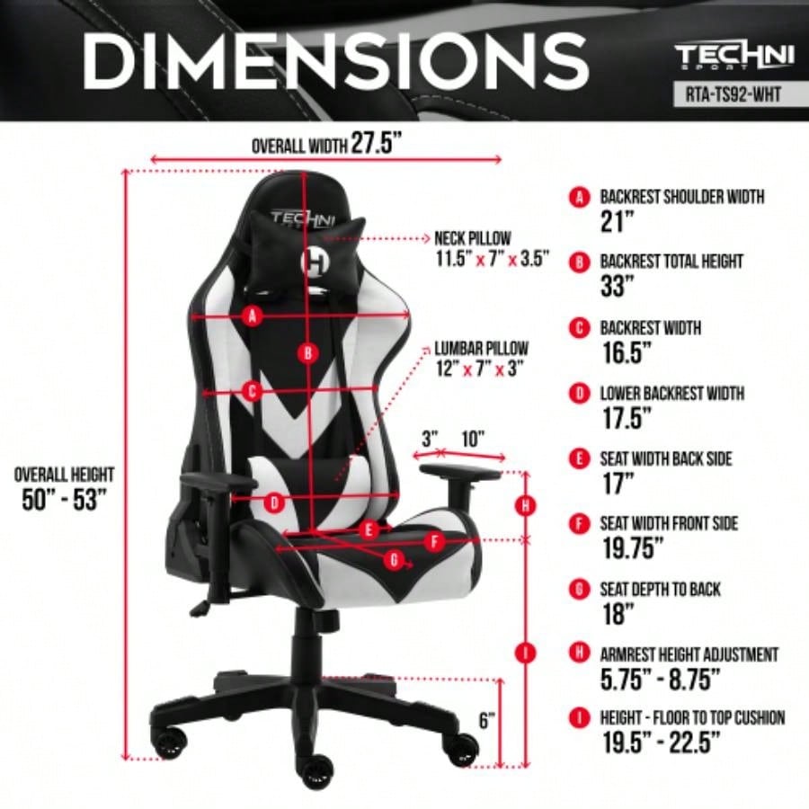 Techni Sport TS - 92 Office - PC Gaming Chai, White