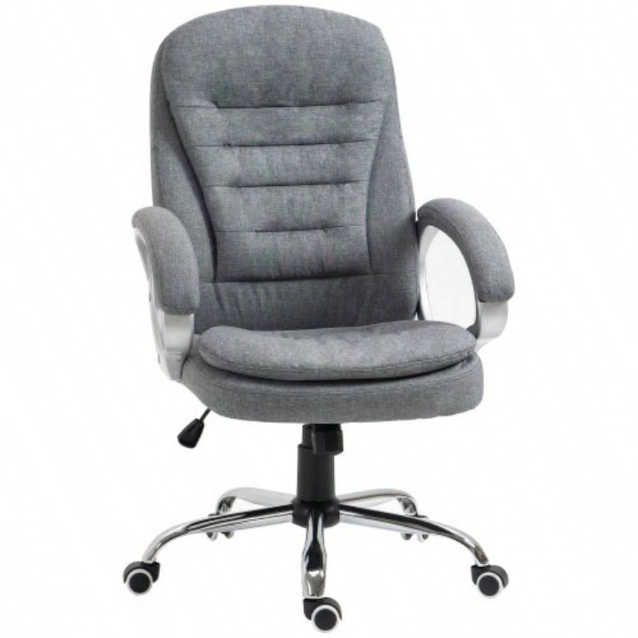 High Back Home Office Chair Executive Computer Chair with Adjustable Height, Upholstered Thick Padding Headrest and Armrest -