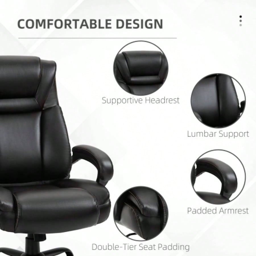 Vinsetto Big and Tall 400lbs Executive Office Chair with Wide, Computer Desk Chair with High Back PU Leather Ergonomic Upholstery, Adjustable Height and Swivel Wheels, Brown