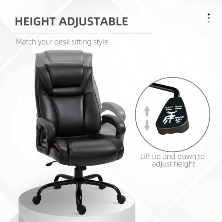 Vinsetto Big and Tall 400lbs Executive Office Chair with Wide, Computer Desk Chair with High Back PU Leather Ergonomic Upholstery, Adjustable Height and Swivel Wheels, Brown