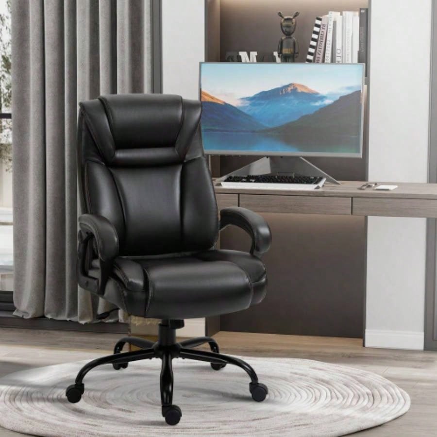 Vinsetto Big and Tall 400lbs Executive Office Chair with Wide, Computer Desk Chair with High Back PU Leather Ergonomic Upholstery, Adjustable Height and Swivel Wheels, Brown