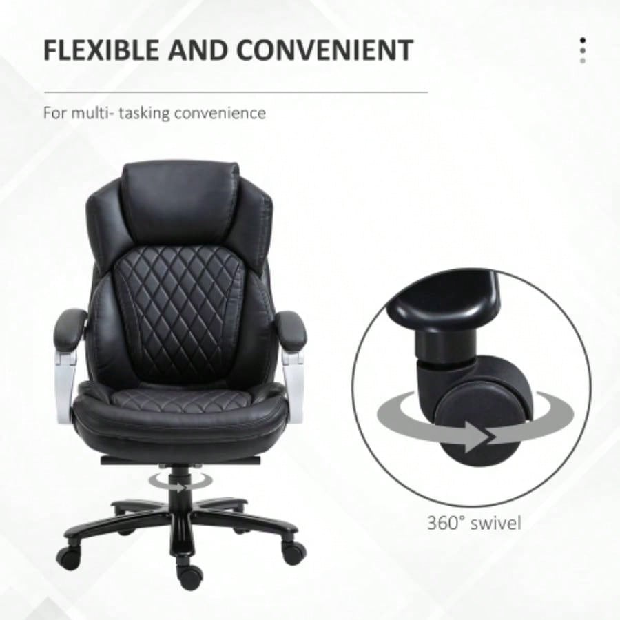 Vinsetto Big and Tall Executive Office Chair with Wide, Computer Desk Chair with High Back Stitching, Adjustable Height Swivel Wheels, Black