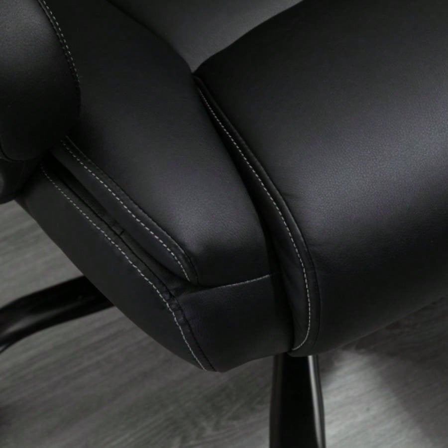 Big and Tall 400lbs Executive Office Chair with Wide, Computer Desk Chair with High Back PU Leather Ergonomic Upholstery, Adjustable Height and Swivel Wheels, Black