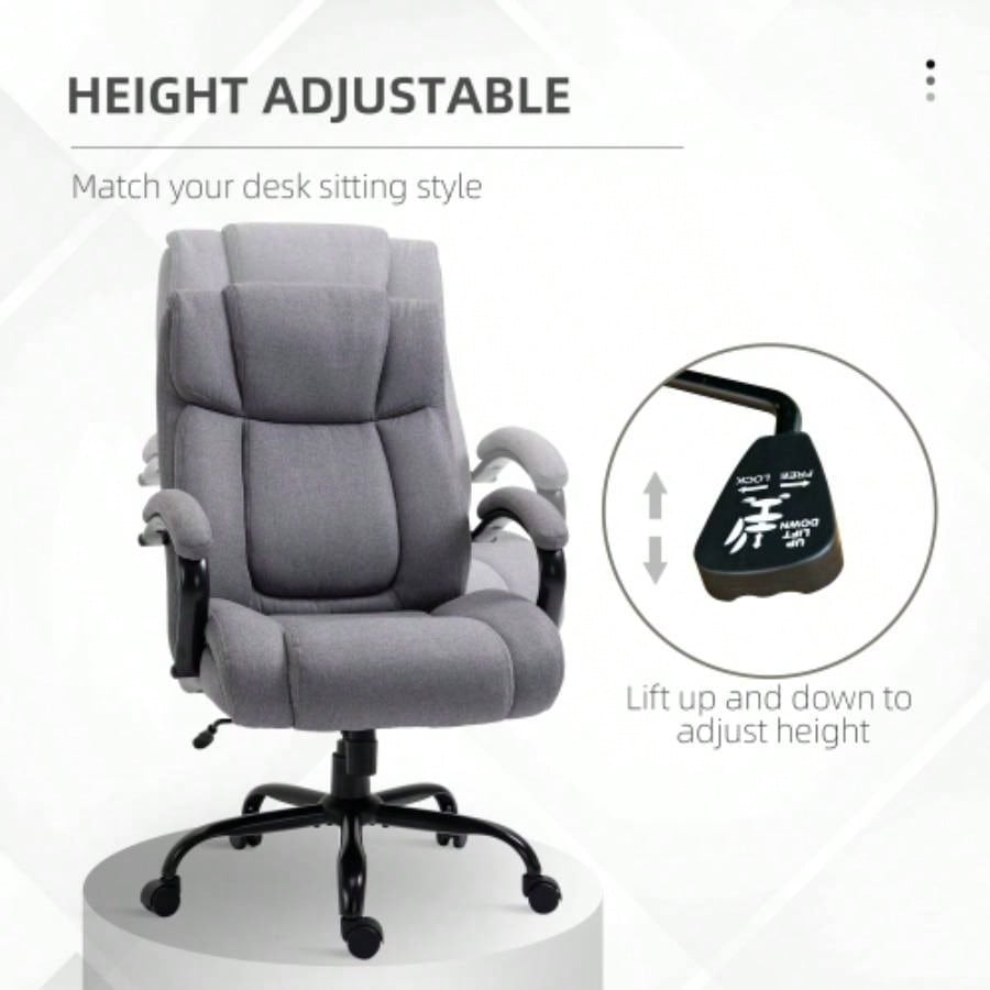 High Back Big and Tall Executive Office Chair 484lbs with Wide, Computer Desk Chair with Linen Fabric, Adjustable Height, Swivel Wheels, Light