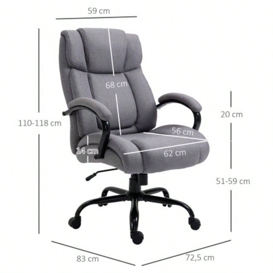 High Back Big and Tall Executive Office Chair 484lbs with Wide, Computer Desk Chair with Linen Fabric, Adjustable Height, Swivel Wheels, Light