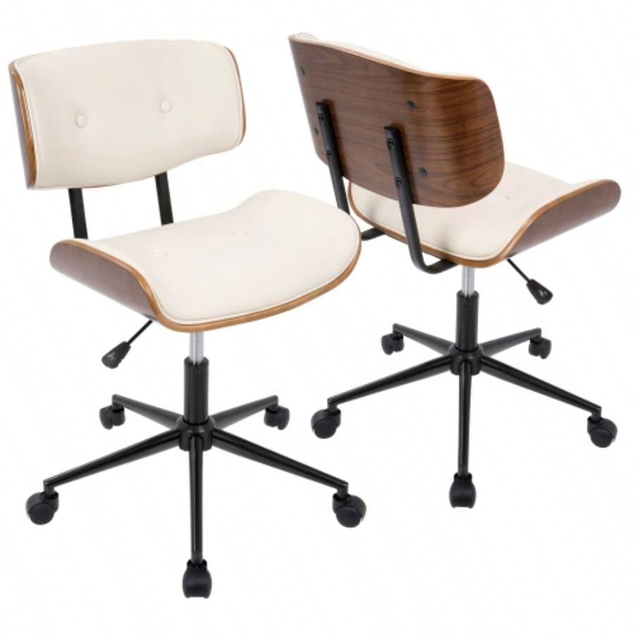 Lombardi Mid - Modern Adjustable Office Chair with Swivel in Walnut and by LumiSource