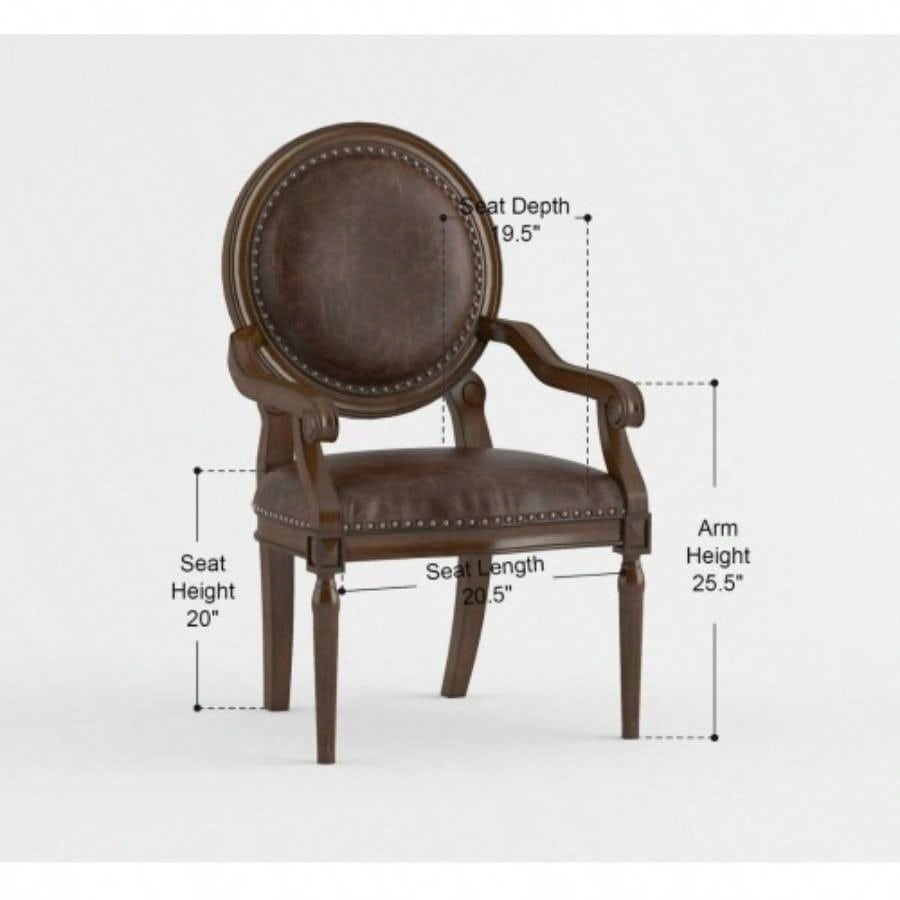 Formal Traditional Armchair Dark Brown Faux Leather Upholstery Nailhead Trim Solid Wood Furniture 1pc Classic Desk Chair