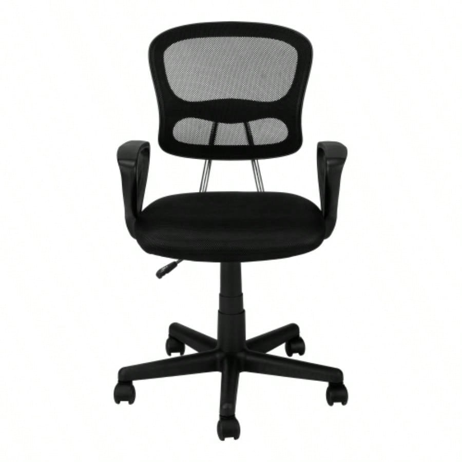 Office Chair, Adjustable Height, Swivel, Ergonomic, Armrests, Computer Desk, Work, Juvenile, Black Mesh, Black Metal, Contemporary, Modern