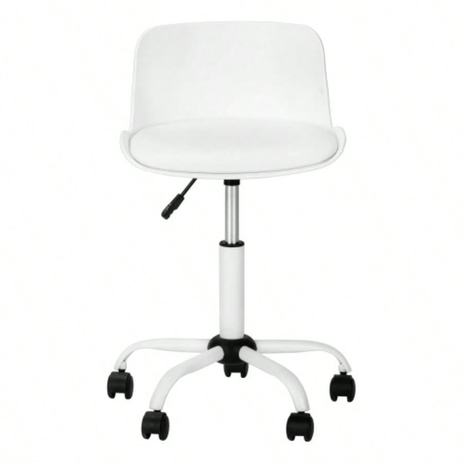 Office Chair, Adjustable Height, Swivel, Ergonomic, Computer Desk, Work, Juvenile, White Leather Look, White Metal, Contemporary, Modern