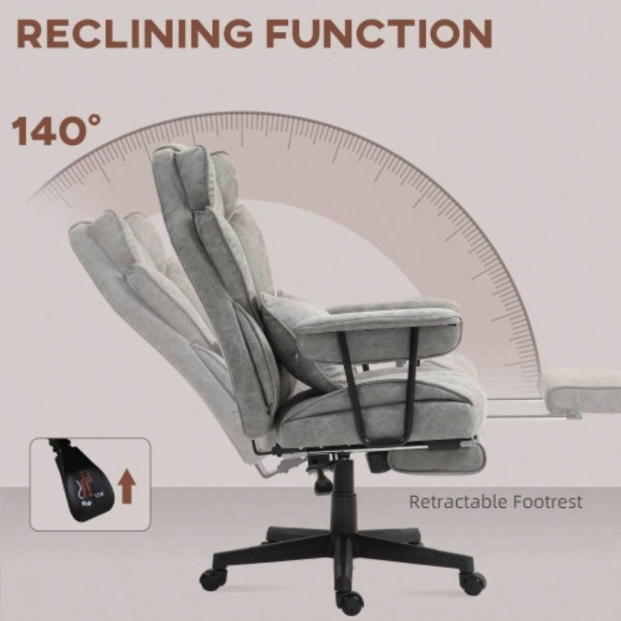 HOMCOM Executive Office Chair, 400LBS Big and Tall Office Chair with Foot Rest, Microfiber Computer Desk Chair with Lumbar Support, Reclining Function and Wide, Gray