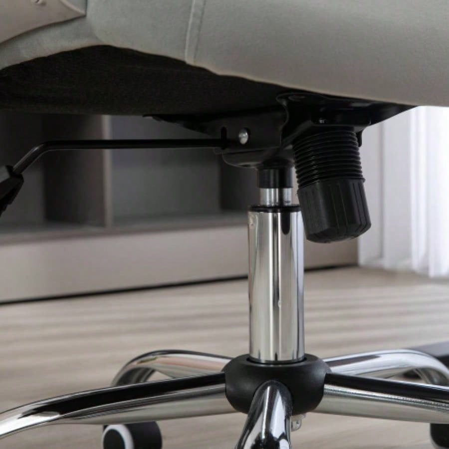 Vinsetto Home Office Chair, Velvet Computer Chair, Button Tufted Desk Chair with Swivel Wheels, Adjustable Height, and Tilt Function, Light Gray