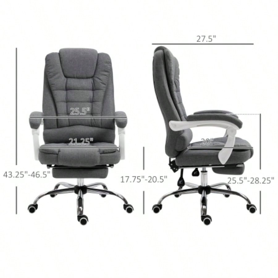 Vinsetto Executive Office Chair with Footrest, Linen - Fabric Computer Chair