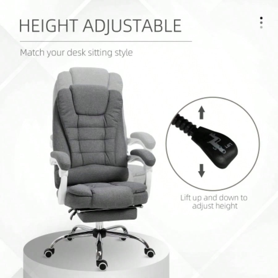 Vinsetto Executive Office Chair with Footrest, Linen - Fabric Computer Chair