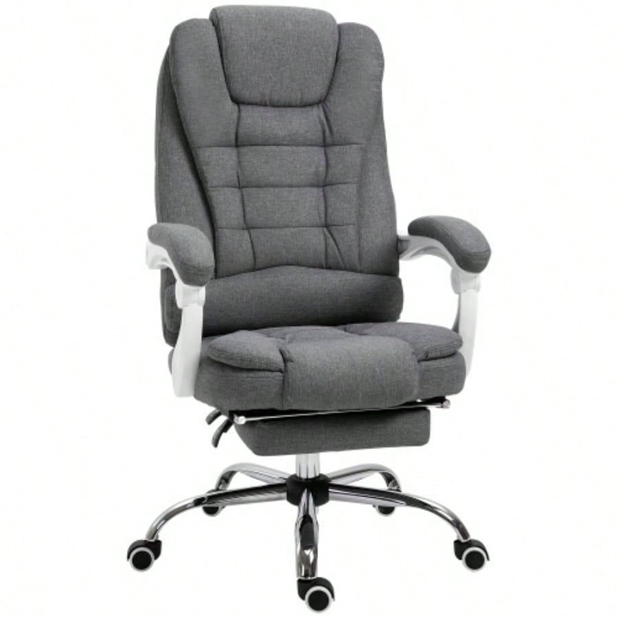 Vinsetto Executive Office Chair with Footrest, Linen - Fabric Computer Chair