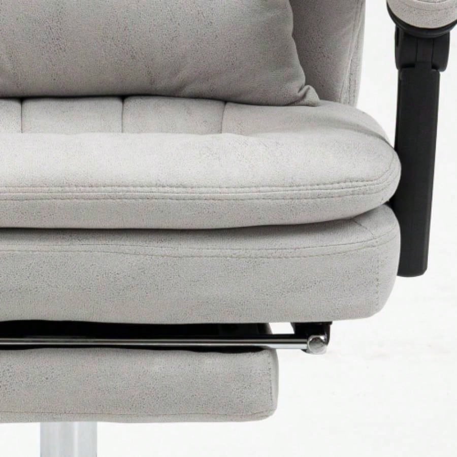 Vinsetto Microfibre Executive Massage Office Chair, Swivel Computer Desk Chair, Heated Reclining Computer Chair with Lumbar Support Pillow, Light Gray