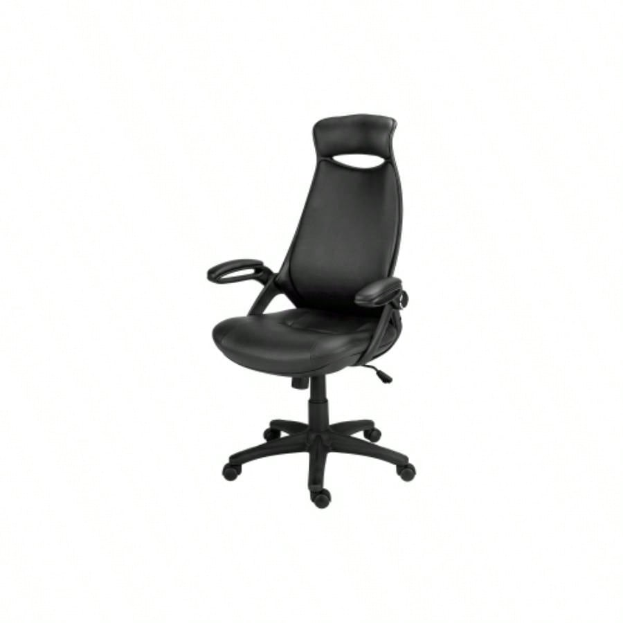 Office Chair, Adjustable Height, Swivel, Ergonomic, Armrests, Computer Desk, Work, Black Leather Look, Black Metal, Contemporary, Modern