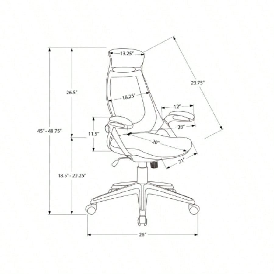 Office Chair, Adjustable Height, Swivel, Ergonomic, Armrests, Computer Desk, Work, Black Leather Look, Black Metal, Contemporary, Modern