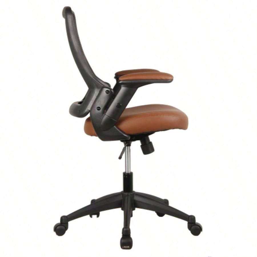 Techni Mobili Mid - Back Mesh Task Office Chair with Height Adjustable Arms, Brown