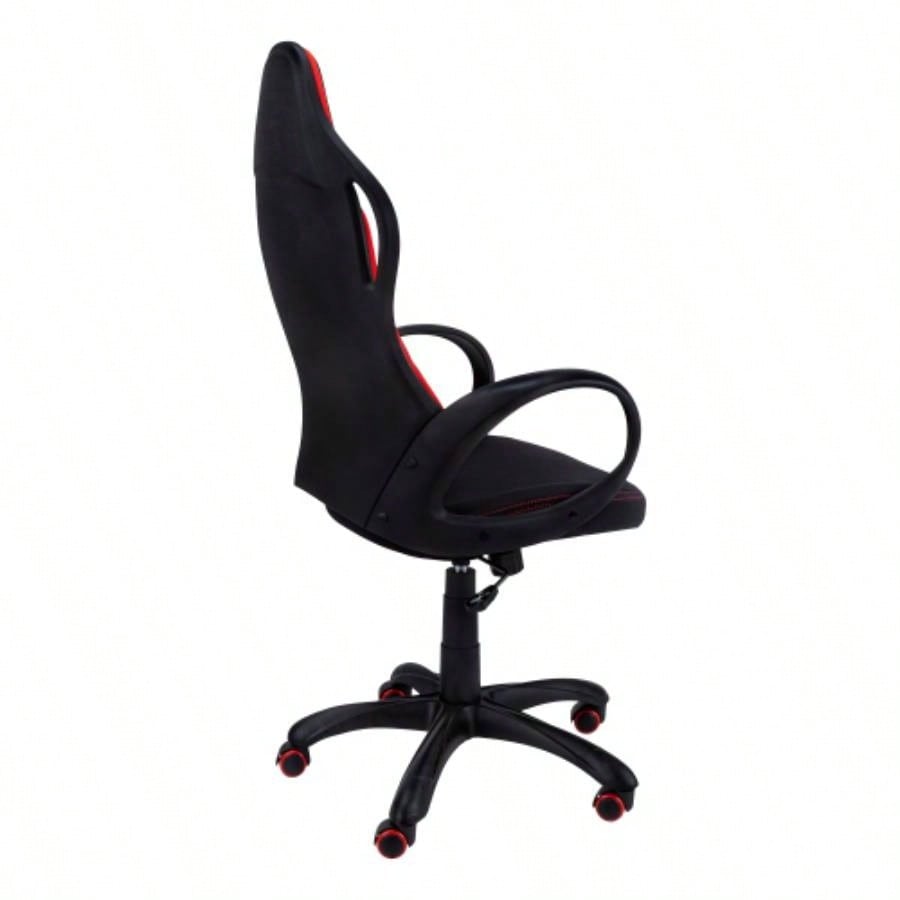 Office Chair, Gaming, Adjustable Height, Swivel, Ergonomic, Armrests, Computer Desk, Work, Black And Red Fabric, Black Metal, Contemporary, Modern