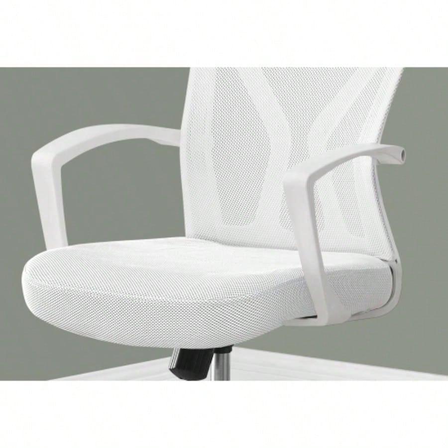 Office Chair, Adjustable Height, Swivel, Ergonomic, Armrests, Computer Desk, Work, White Mesh, Metal, Contemporary, Modern