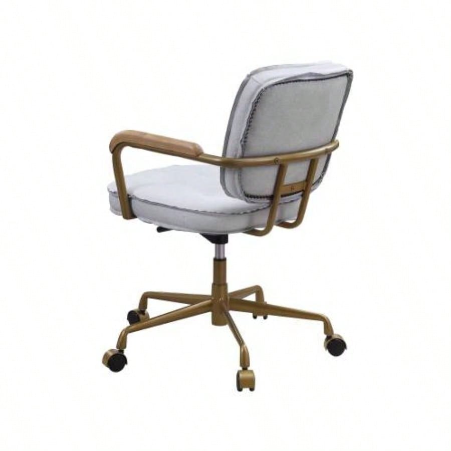Siecross Vintage White Top Grain Leather Office Chair