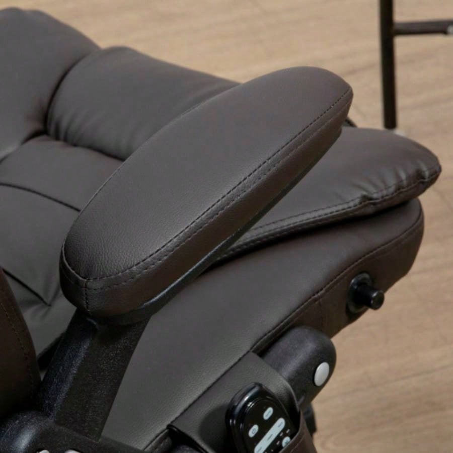 HOMCOM High Back Vibration Massage Office Chair with 6 Vibration Points, Heated Reclining PU Leather Computer Chair with Armrest and Remote, Dark Brown