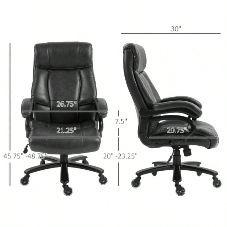 Vinsetto Big and Tall Office Chair, PU Leather Desk Chair 400lb, Black