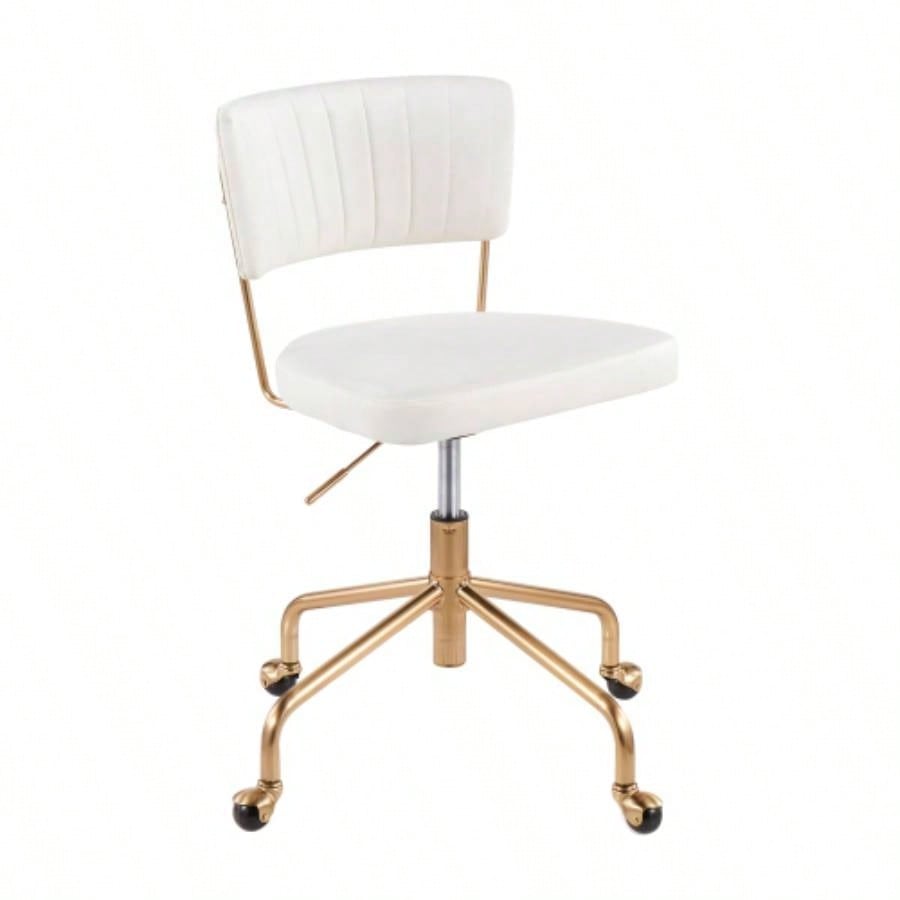 Tania Contemporary Task Chair in Gold Metal and Velvet by LumiSource