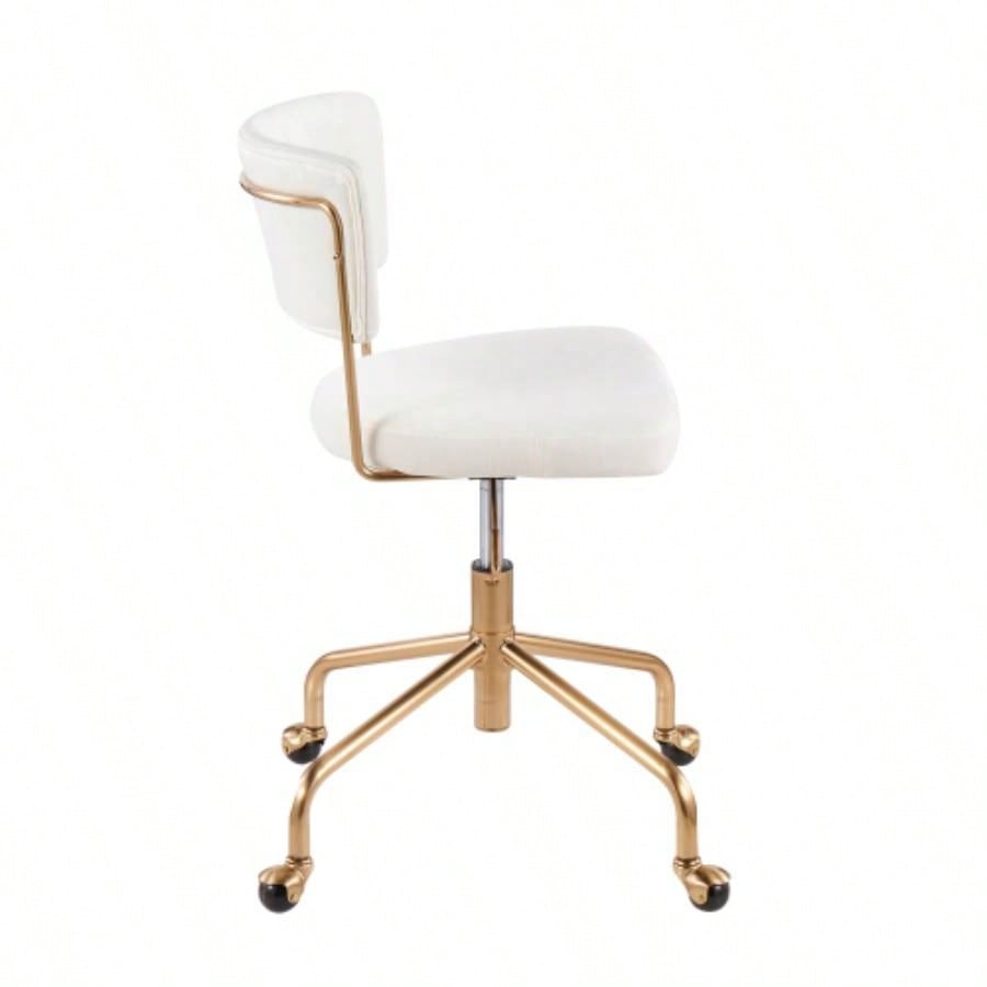 Tania Contemporary Task Chair in Gold Metal and Velvet by LumiSource