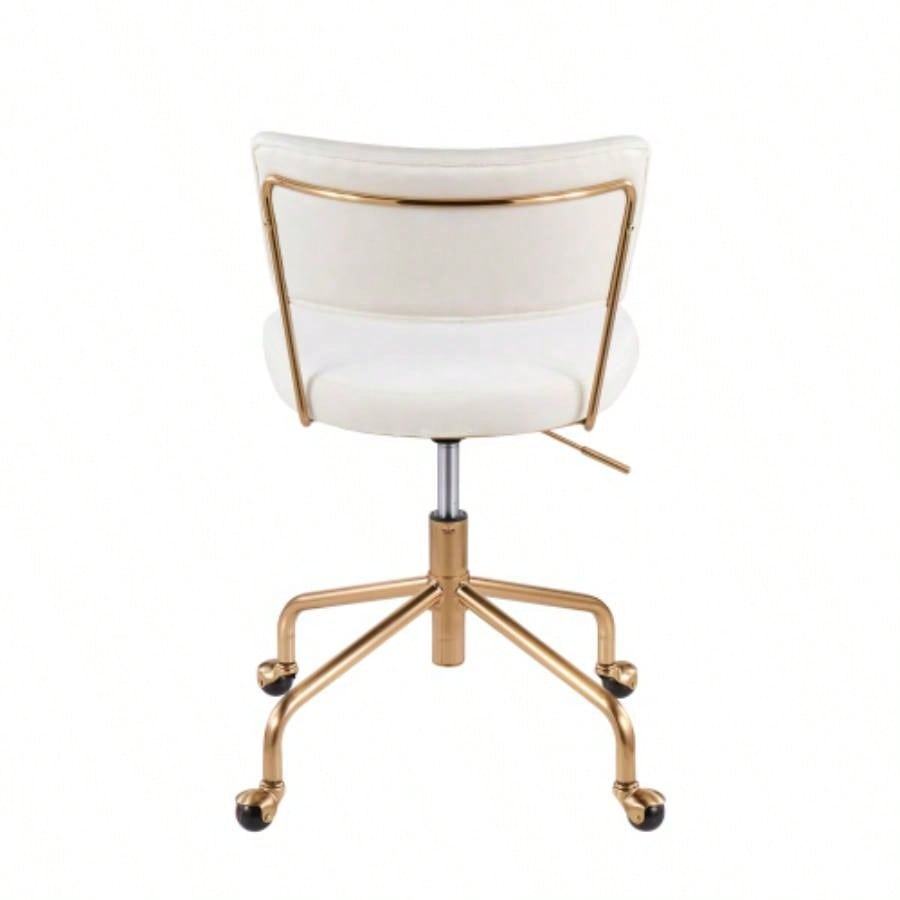 Tania Contemporary Task Chair in Gold Metal and Velvet by LumiSource