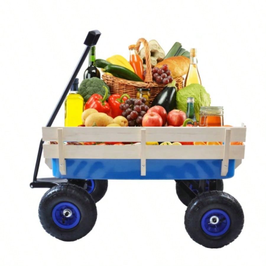 Red Outdoor Sport Wagon Tools Cart - Wooden Sides