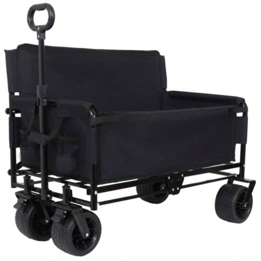 3 - in - 1 Convertible Folding Wagon Cart with Storage - 500lbs Heavy - Duty Utility Wagon, 180L Capacity All - Terrain Wheels Camping, Beach, Sports, Garden, purple