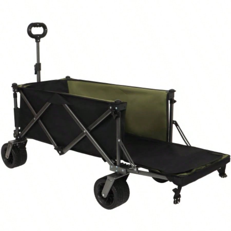 Foldable Wagon with Extended Tailgate, Waterproof Dustproof Resistant Wagon Rain Covers, Heavy Duty 400LBS, Large All - Terrain Beach Wheels