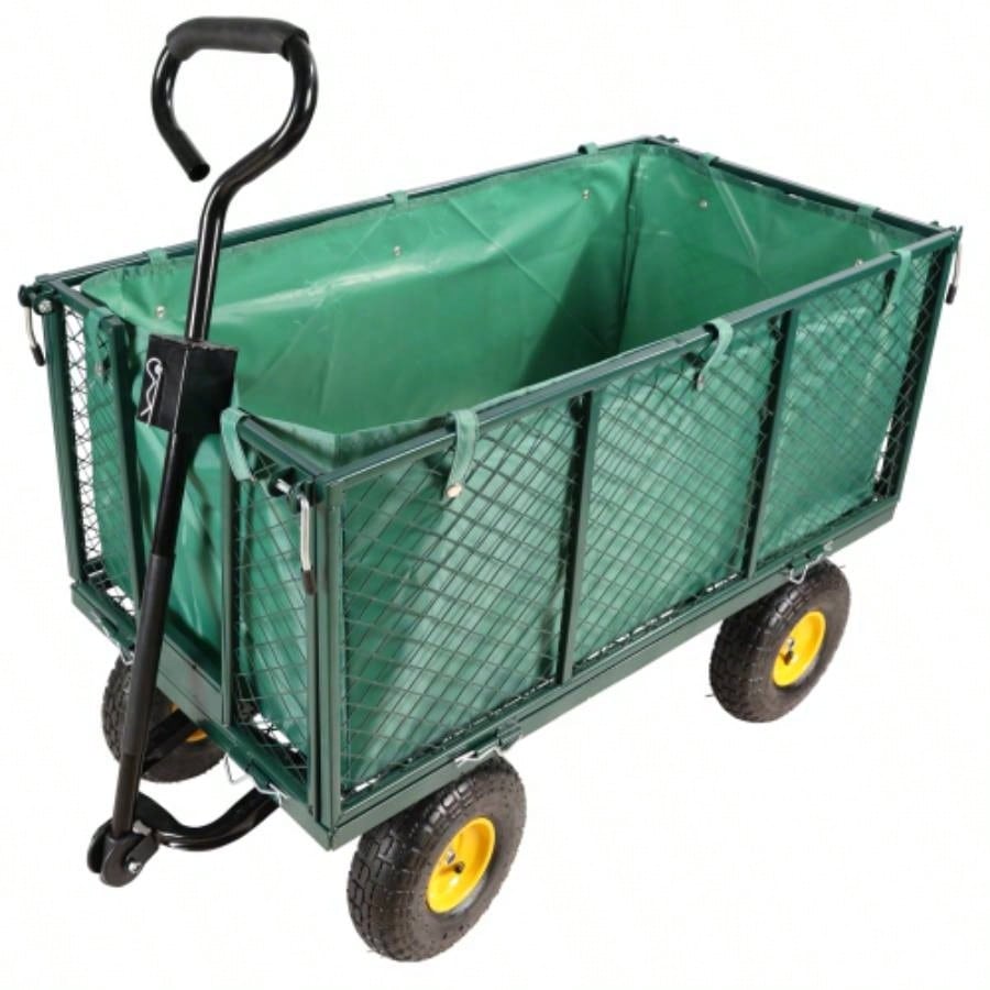 Black double fence utility cart Wagon Cart Garden cart trucks make it easier to transport firewood