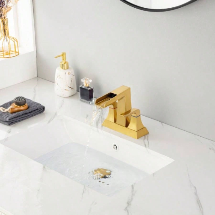 Widespread Bathroom Sink Faucet Brushed Gold