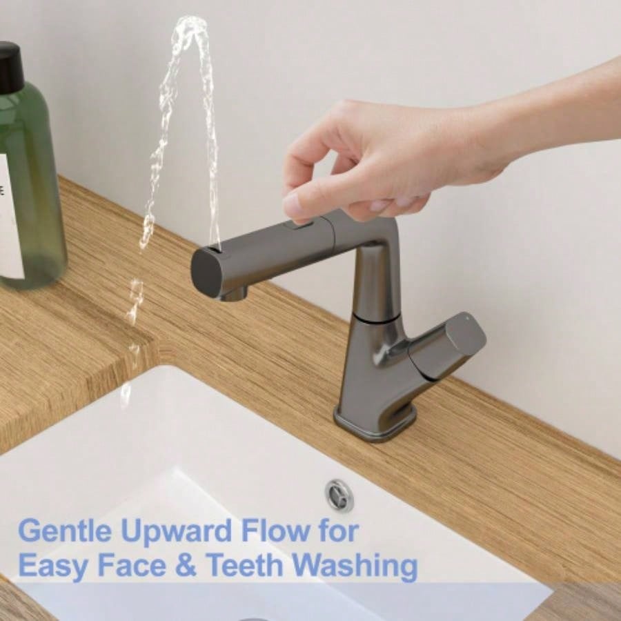 Pull - Down Bathroom Sink Faucet with Three Modes, Gunmetal Black