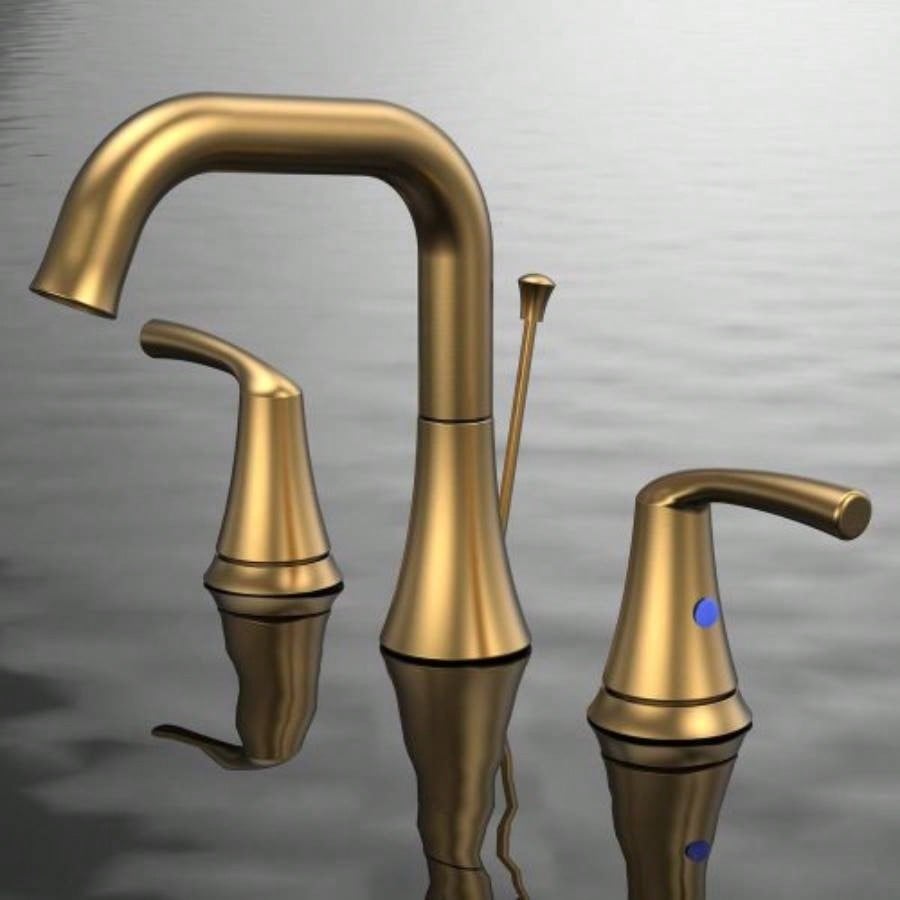 Bathroom Faucet 3 Hole - Bathroom Sink Faucet 2 - Handle 3 - Hole, Brushed Gold Widespread 8 Inch Bathroom Faucet with Up Drain Assembly, Lavatory Bathroom Vanity Sink Faucet, Lead -