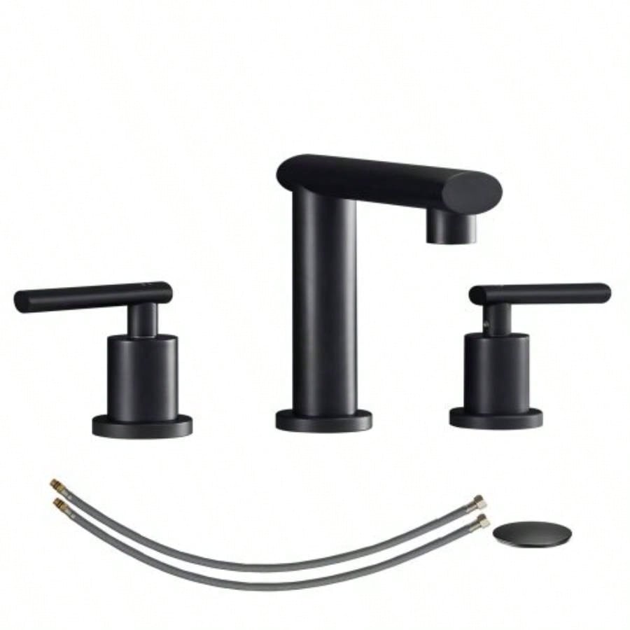 Brushed Gold 3-Hole Bathroom Faucet - Low Arch, 8 Inch Widespread