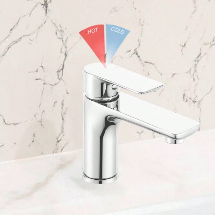 Single Handle Lavatory Basin Sink Faucet - Brass Bathroom Sink Faucet Hot and Cold