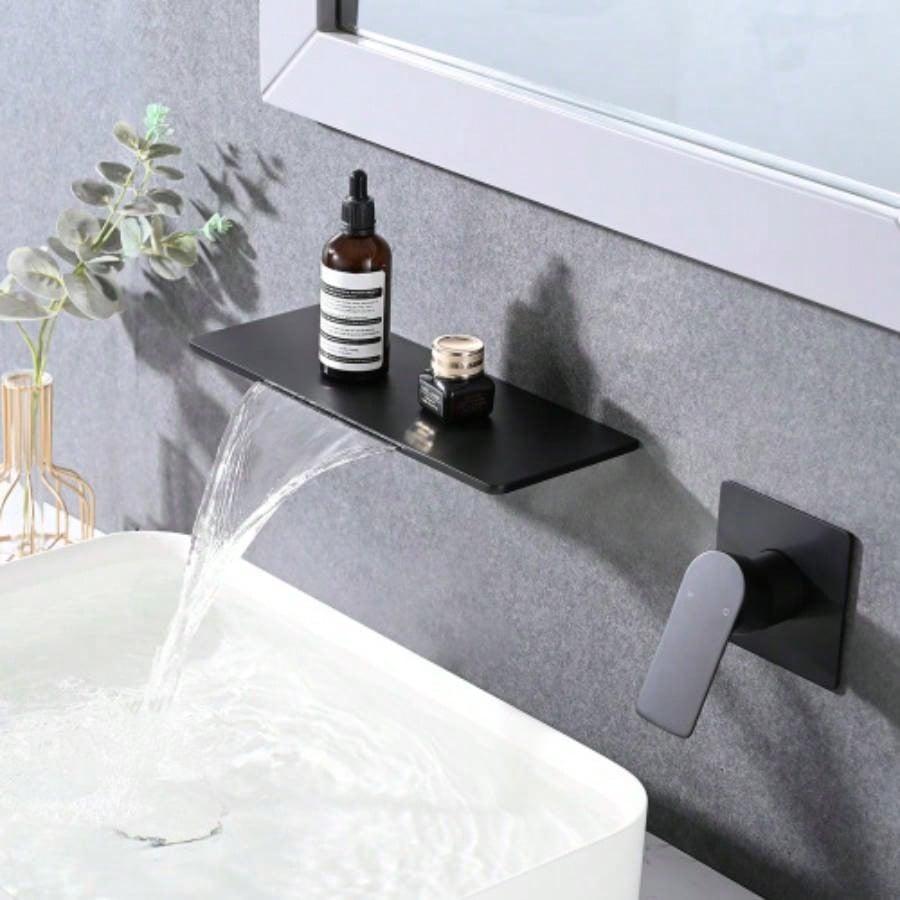Single Handle Waterfall Wall Mounted Bathroom Sink Faucet