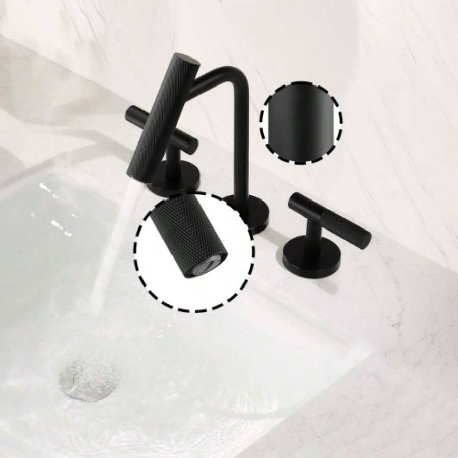 Two Handles Widespread 8 inch Bathroom Faucet Matte Black 3 Pieces Basin Faucets Lavatory Sink Faucet