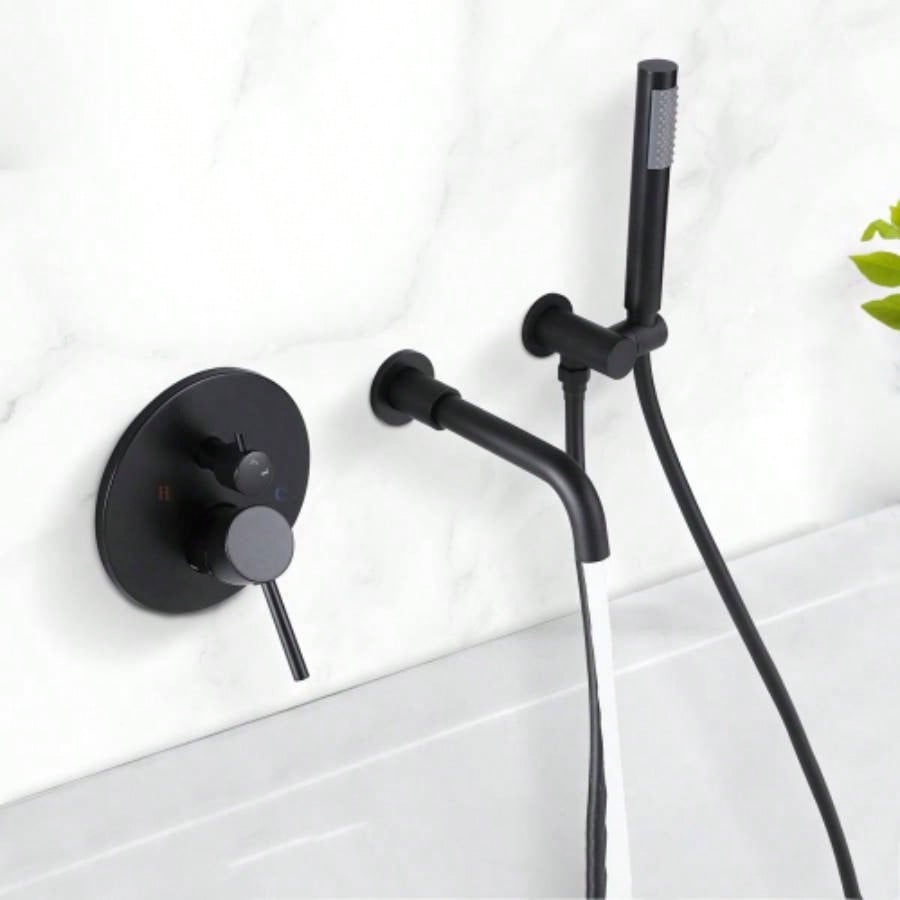 Matte Black Bathroom Tub filler Faucet Wall Mount Bathtub Faucet with Hand shower